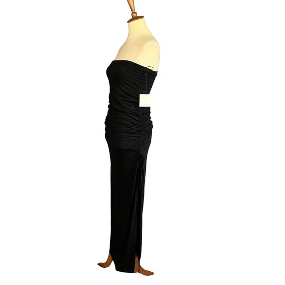 Superdown Black Ruched Maxi Skirt LARGE High Side Slits Revolve Domique $92 NEW - Picture 5 of 12